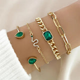 Bracelet avec des cristaux verts | Or