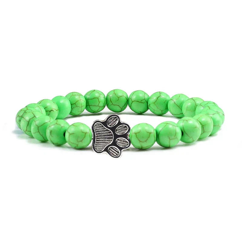 Bracelet avec perles en forme de pattes, motif en pierre naturelle | Or
