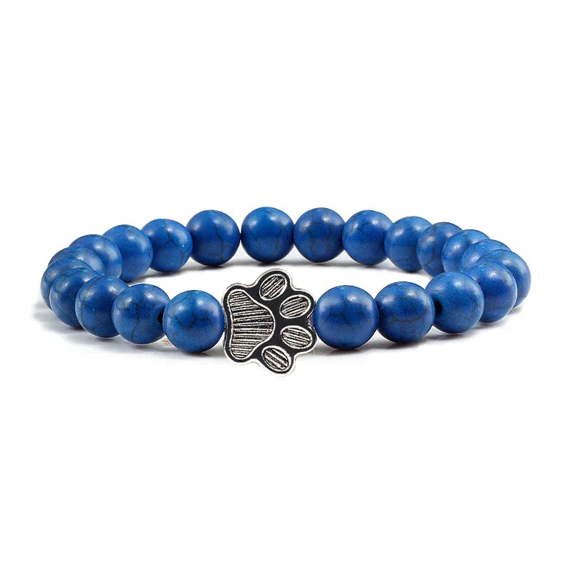 Bracelet avec perles en forme de pattes, motif en pierre naturelle | Or