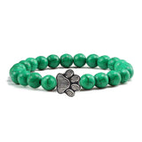 Bracelet avec perles en forme de pattes, motif en pierre naturelle | Or