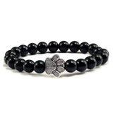Bracelet avec perles en forme de pattes, motif en pierre naturelle | Or