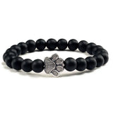 Bracelet avec perles en forme de pattes, motif en pierre naturelle | Or