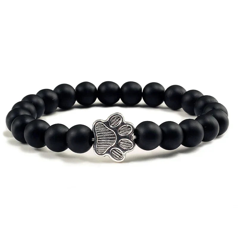 Bracelet avec perles en forme de pattes, motif en pierre naturelle | Or