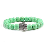 Bracelet avec perles en forme de pattes, motif en pierre naturelle | Or