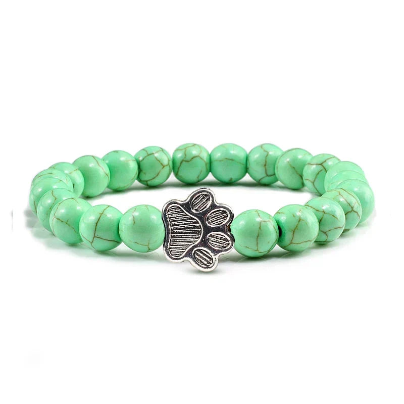 Bracelet avec perles en forme de pattes, motif en pierre naturelle | Or
