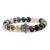 Bracelet avec perles en forme de pattes, motif en pierre naturelle | Or