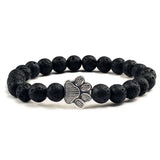 Bracelet avec perles en forme de pattes, motif en pierre naturelle | Or