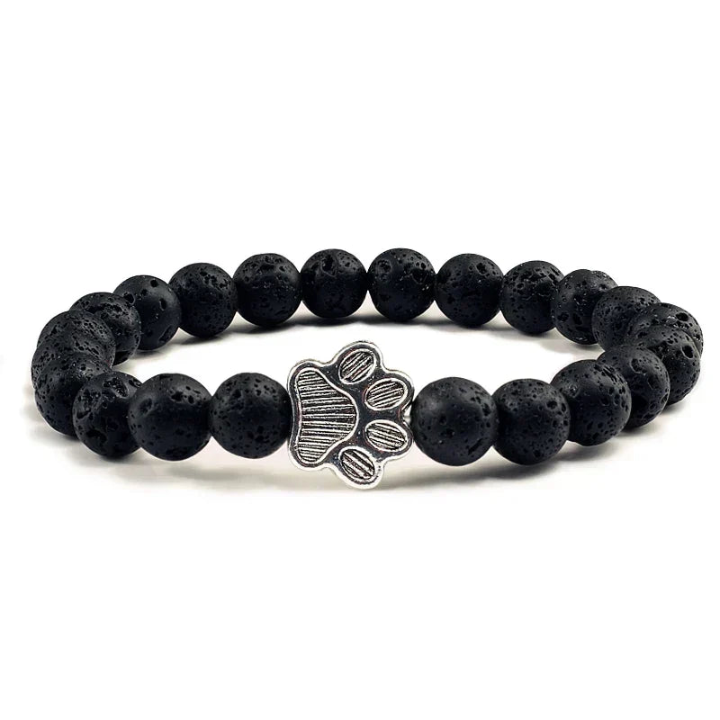 Bracelet avec perles en forme de pattes, motif en pierre naturelle | Or