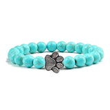 Bracelet avec perles en forme de pattes, motif en pierre naturelle | Or