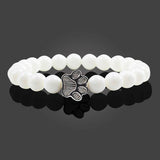 Bracelet avec perles en forme de pattes, motif en pierre naturelle | Or