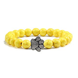 Bracelet avec perles en forme de pattes, motif en pierre naturelle | Or
