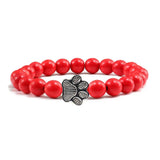 Bracelet avec perles en forme de pattes, motif en pierre naturelle | Or
