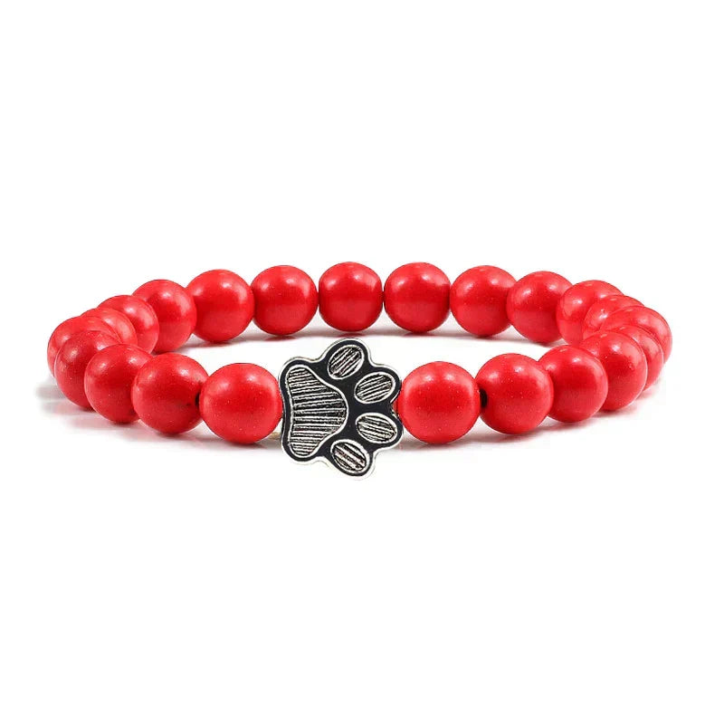 Bracelet avec perles en forme de pattes, motif en pierre naturelle | Or