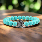 Bracelet avec perles en forme de pattes, motif en pierre naturelle | Or