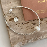 Bracelet carré amour or blanc | Or blanc