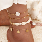 Bracelet de cheville avec des coquillages | Or