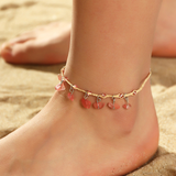 Bracelet de cheville en cristal rouge et or | Or