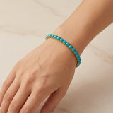 Bracelet de tennis rond turquoise | Or