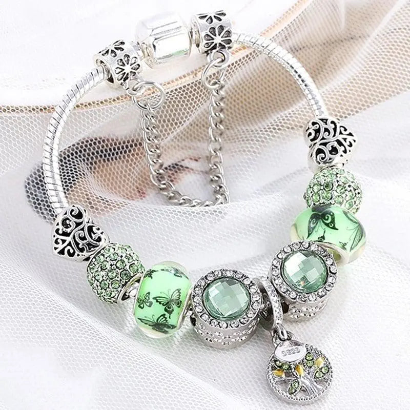 Bracelet et cristal vert | Or blanc