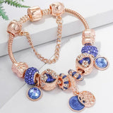 Bracelet et cristal bleu | Or rose