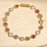 Bracelet rétro en forme de cœur « amour arc-en-ciel » | Or