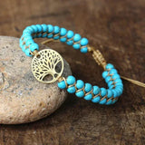 Bracelet fait main arbre de vie en turquoise | Or
