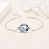Bracelet réglable avec pendentif en forme de chien | Or blanc
