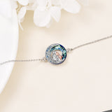 Bracelet réglable avec pendentif en forme de chien | Or blanc