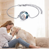 Bracelet réglable avec pendentif en forme de chien | Or blanc