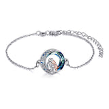 Bracelet réglable avec pendentif en forme de chien | Or blanc