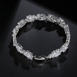 Bracelet rétro avec chaîne brillante | Or blanc