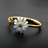 Bracelet rétro avec marguerite et abeille | Or