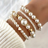 Bracelets en perles blanches | Or