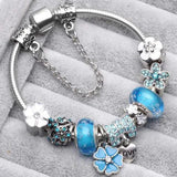 Bracelets rétro bleus | Or blanc