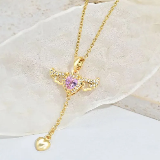 Collier ange cœur amour | Or