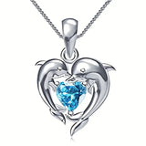 Collier cœur océan Jumeaux | Or blanc