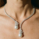 Collier élégant et éclatant en perles | Or blanc