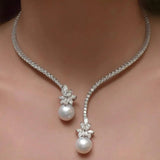 Collier élégant et éclatant en perles | Or blanc