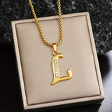 Collier initial en cristal accent | Or