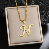 Collier initial en cristal accent | Or