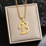 Collier initial en cristal accent | Or