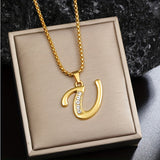 Collier initial en cristal accent | Or