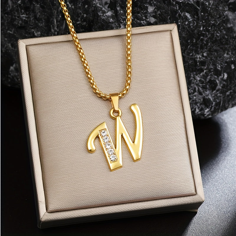 Collier initial en cristal accent | Or