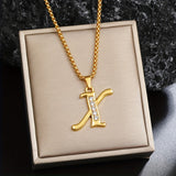 Collier initial en cristal accent | Or