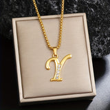 Collier initial en cristal accent | Or