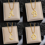 Collier initial en cristal accent | Or
