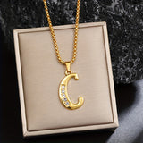 Collier initial en cristal accent | Or