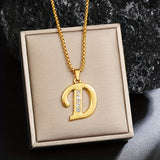 Collier initial en cristal accent | Or