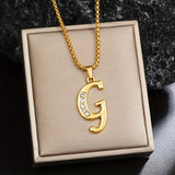 Collier initial en cristal accent | Or