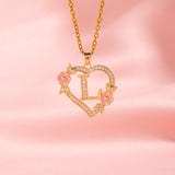 Collier initiale charme floral | Or